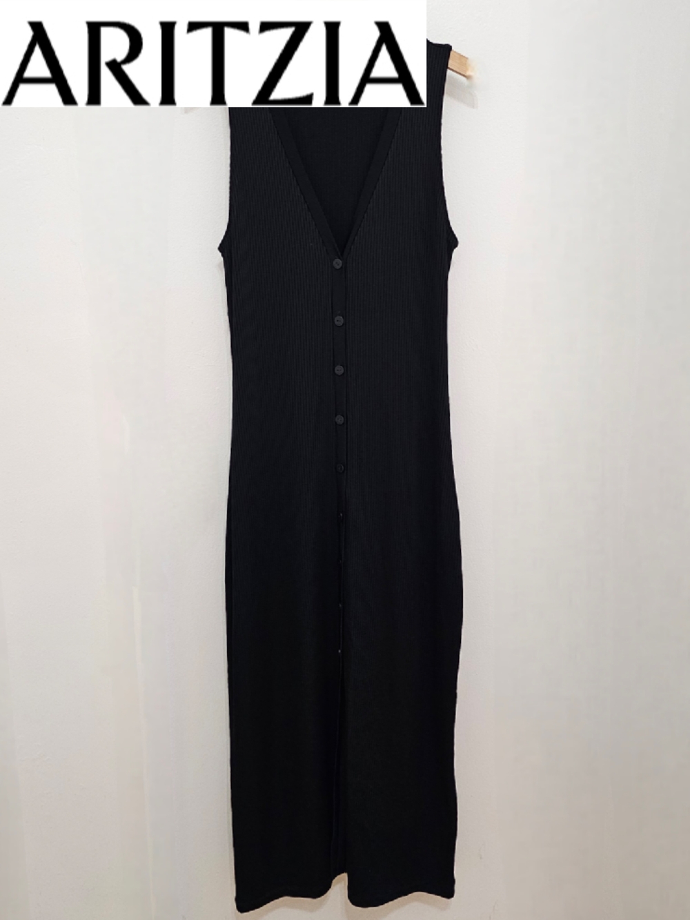 Aritzia Babaton Jayce Black Sleeveless Rib Knit Midi Dress - Picture 2 of 16